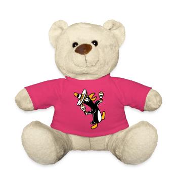Pingouin, hochet, fête, culture mexicaine, chapeau, Fun - Nounours - rose - Devant