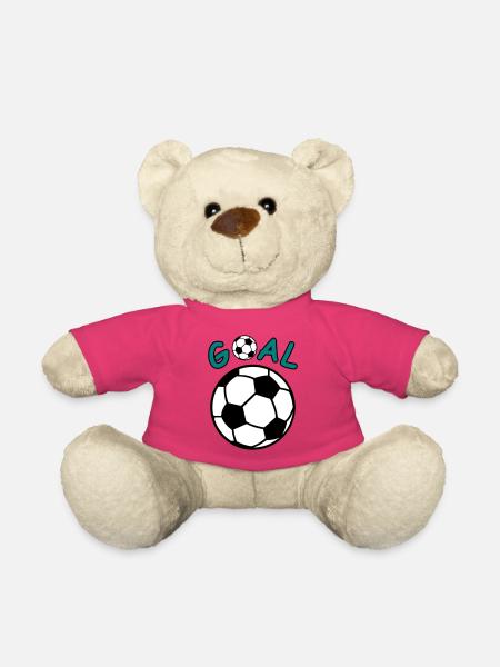 Football with Goal lettering - Teddy Bear - pink