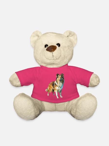Border Collie - Cooles Low Poly Logo - Teddy - Pink