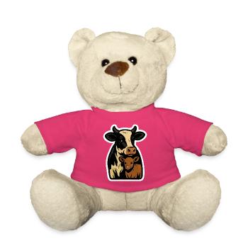 Vache et veau – Motif de ferme moderne - Nounours - rose - Devant