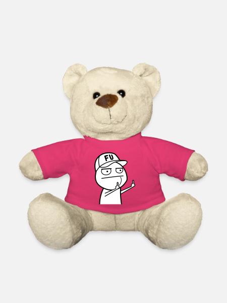 FU Meme with baseball cap (colors can be changed) - Teddy Bear - pink