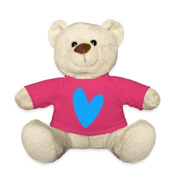 Blaues Herz neon retro style auffallend - Teddy - Pink - Vorne