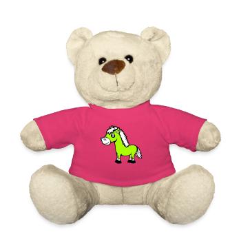 Pferd steht Reiter Cartoon reiten süß Comic Cool - Teddy - Pink - Vorne
