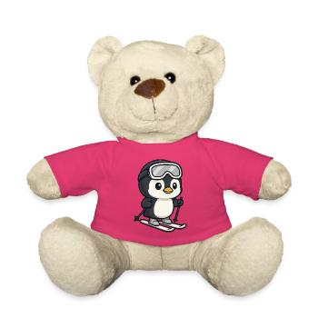 Drôle pingouin skieur Plaisir d’hiver Sports d’hiver - Nounours - rose - Devant