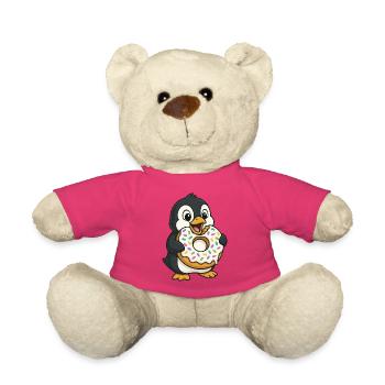 Süßer Pinguin mit Donut Nachtisch Naschen - Teddy - Pink - Vorne