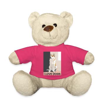 Joli chien avec une devise d'amour canin - Nounours - rose - Devant