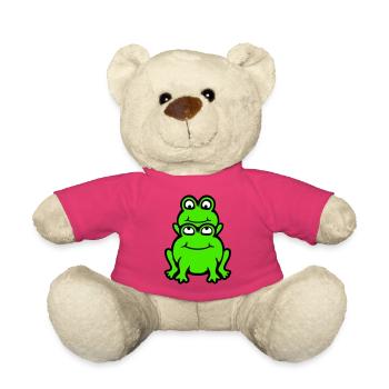 Frosch Kind Familie Papa Mama Huckepack Vatertag - Teddy - Pink - Vorne