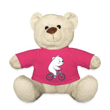 Ourson blanc à vélo kawaii - Nounours - rose - Devant