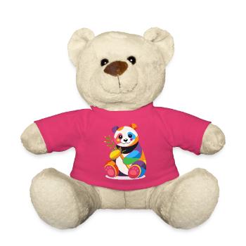 Bunter Panda mit Bambus – Fröhliches Design - Teddy - Pink - Vorne
