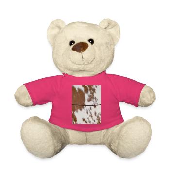 Journal en cuir de vache brun - Nounours - rose - Devant