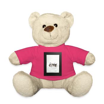 Fashion, people abstract. Watercolor with ink - Teddy Bear - pink - Front