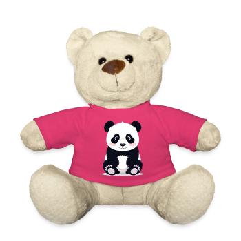 Sitzender Kuschelpanda kleiner süßer Pandabär - Teddy - Pink - Vorne