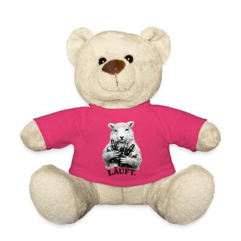 Schaf mit Bierflaschen – Läuft. - Teddy - Pink - Vorne