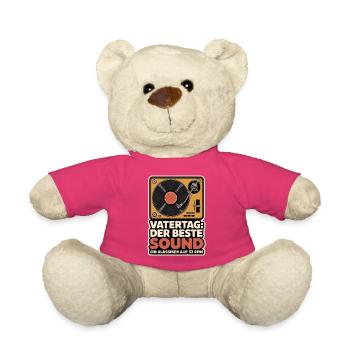 Vinyl Papa Vatertag Geschenk Musik Plattenspieler - Teddy - Pink - Vorne