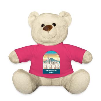 Arequipa Peru Volcano Vintage Travel Poster - Teddy Bear - pink - Front