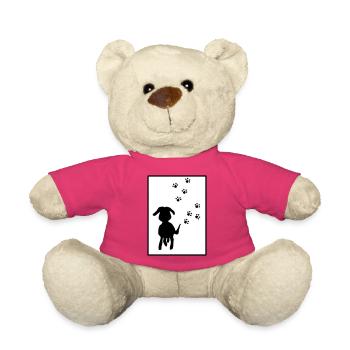 Traces de pattes : silhouette de chien - Nounours - rose - Devant