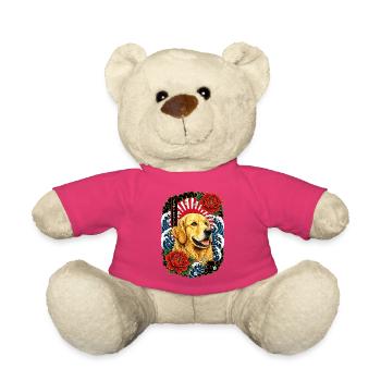 Golden Retriever im japanischen Tattoo Stil - Teddy - Pink - Vorne