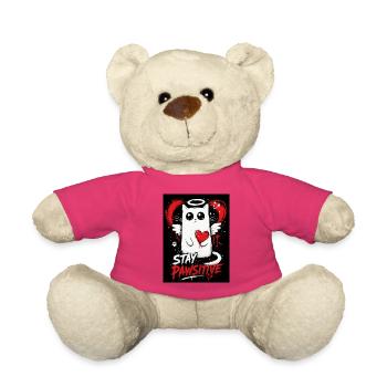 Graffiti de chat Stay Pawsitive - Nounours - rose - Devant