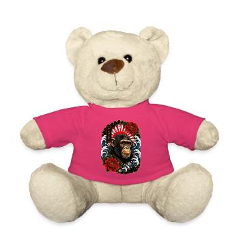 Schimpanse im japanischen Irezumi Tattoo Stil - Teddy - Pink - Vorne