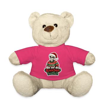 Bis auf die Knochen festlich Skelett Weihnachten - Teddy - Pink - Vorne
