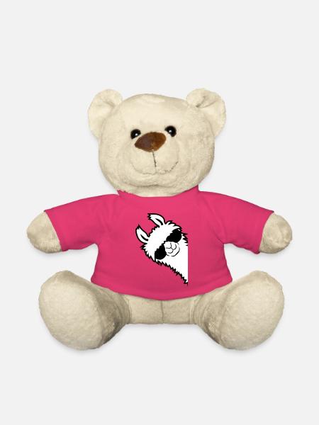 Alpaka guckt seitlich - Teddy - Pink