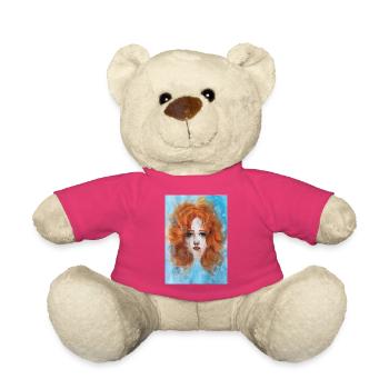 Redhead Woman Portrait Mermaid with Bubbles - Teddy Bear - pink - Front
