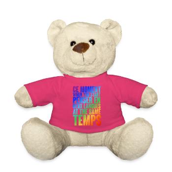 Motif de pensée multilingue en dégradé de couleurs - Nounours - rose - Devant