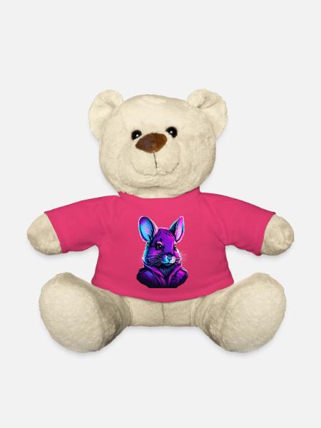 Neon Feline Astronaut Illustration - Teddy - Pink