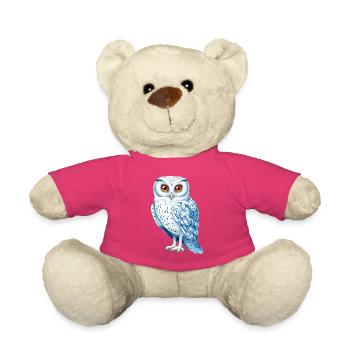 Schneeweiße Blaue Eulenzeichnung - Teddy - Pink - Vorne