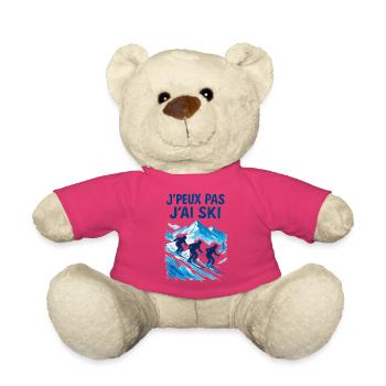 Humour Montagne J'peux Pas J'ai Ski Neige - Nounours - rose - Devant