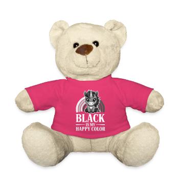 Schwarz ist mein fröhliches Farbeinhorn - Teddy - Pink - Vorne