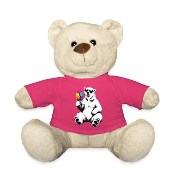 Eisbär mit Eis im Stencil Style   - Teddy - Pink - Vorne
