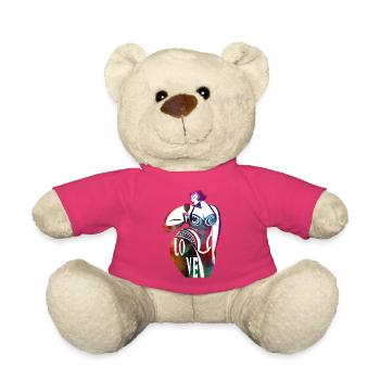 Female silhouette in colorful LOVE - Teddy Bear - pink - Front