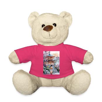 Kimono-Pagode und Kirschbäume - Teddy - Pink - Vorne