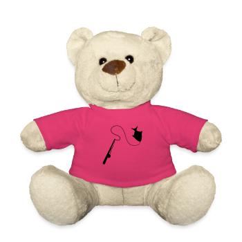 Fishing rod fisherman with a catch! hook line sink - Teddy Bear - pink - Front