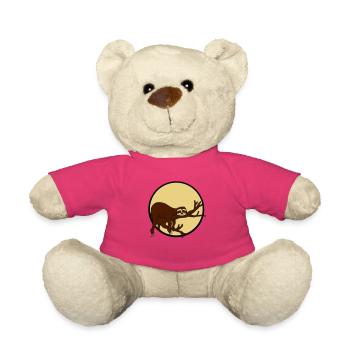 night moon sun evening round circle sloth despan - Teddy Bear - pink - Front
