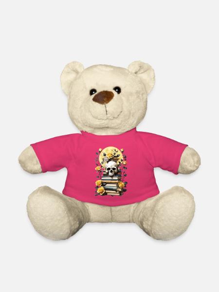 Bücherstapel mit Schädel - Teddy - Pink