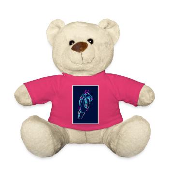 Wheelie extrême avec moto de course colorée - Nounours - rose - Devant