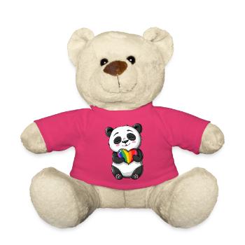 Dessin animé Panda tenant un cœur arc-en-ciel de fierté - Nounours - rose - Devant