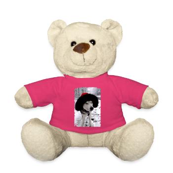 Schlittenhund mit Weihnachts-Mütze - Teddy - Pink - Vorne