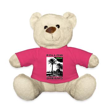 Visages de paume en noir et blanc - Nounours - rose - Devant