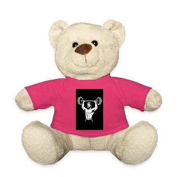 Illustration d’haltère puissant - Nounours - rose - Devant