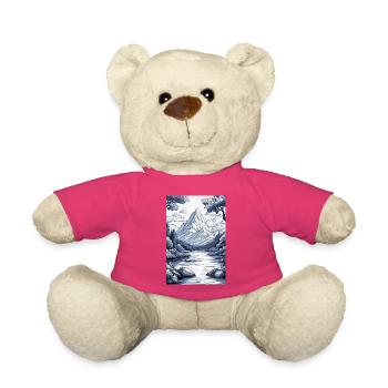Illustration of a Mountain Landscape - Teddy Bear - pink - Front