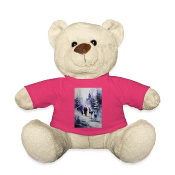 Silhouette hivernale: Père Noël et rennes - Nounours - rose - Devant