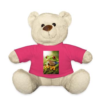 Grüner Frosch mit Sonnenscheinaugen - Teddy - Pink - Vorne
