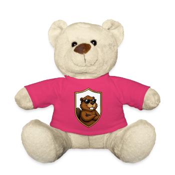 Cool Beaver in Shield Emblem - Teddy Bear - pink - Front