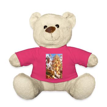 Käsegebundener Fantasieturm - Teddy - Pink - Vorne
