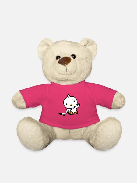 Vogel spielen Eishockey Sport Puck Schläger Hobby - Teddy - Pink