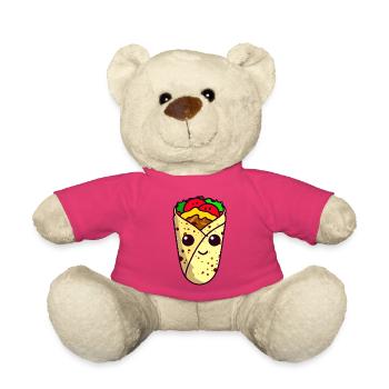 Kawaii Wrap, Döner, Taco - Süßes Streetfood Design - Teddy - Pink - Vorne