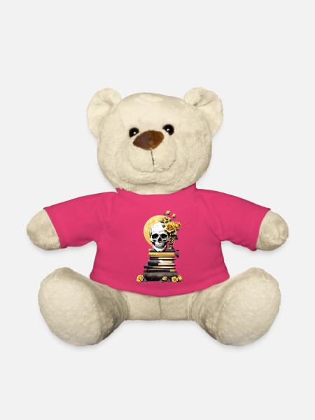 Bücherstapel mit Schädel - Teddy - Pink